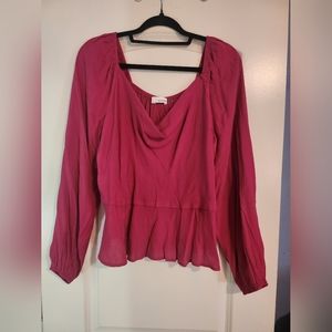 HEATHERLY x stitchfix Anniston Cowl Neck Peplum Blouse 1X Magenta